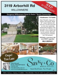 SOLD in 2 Days_3119 Arborhill Rd Willowmere Charlotte NC