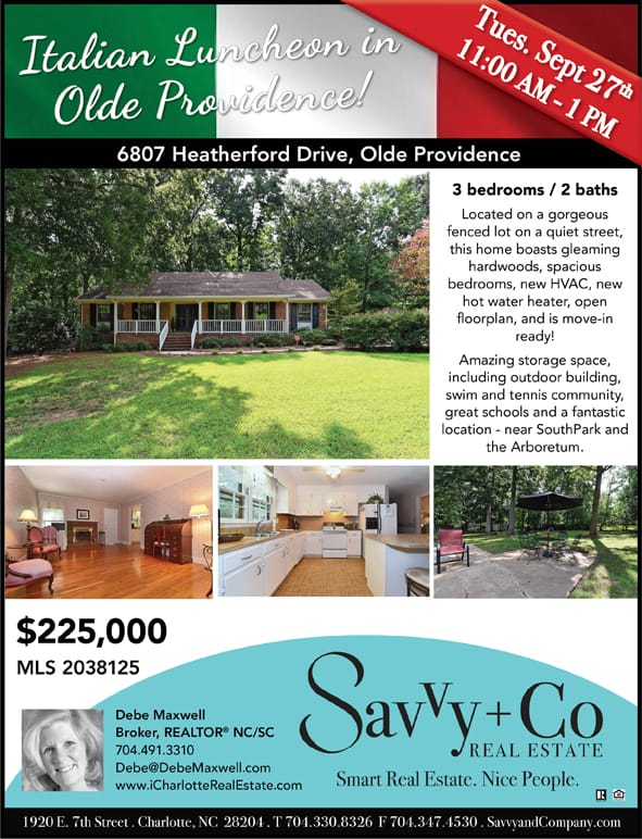Open House in Olde Providence 6807 Heatherford Drive Charlotte NC