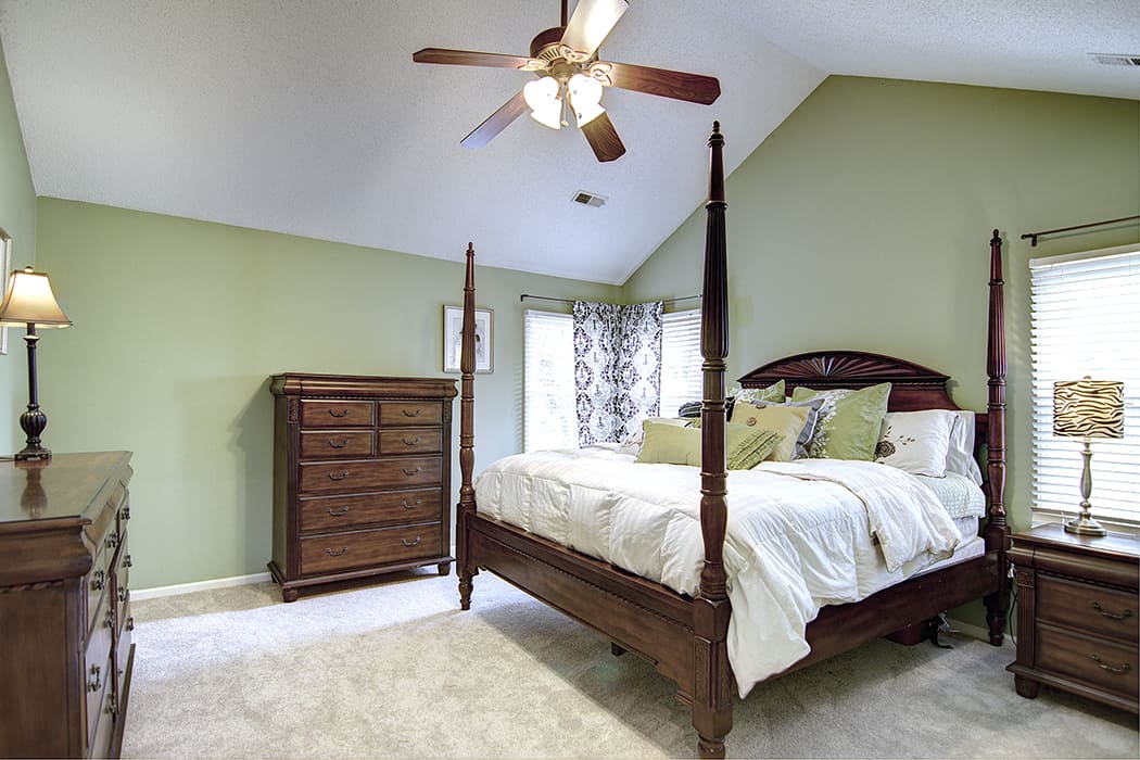 Large master suite with vaulted ceilings in popular south charlotte neighborhood