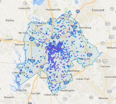 Charlotte Airbnb Heat Map