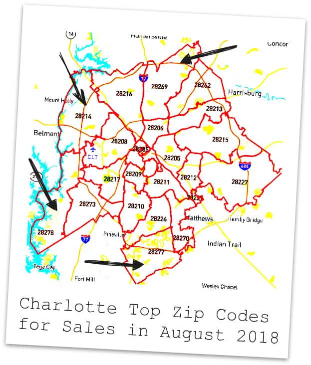 zip code map charlotte nc Top 4 Charlotte Area Zip Code Sales For Aug 2018 Houses For Sale In Charlotte Nc